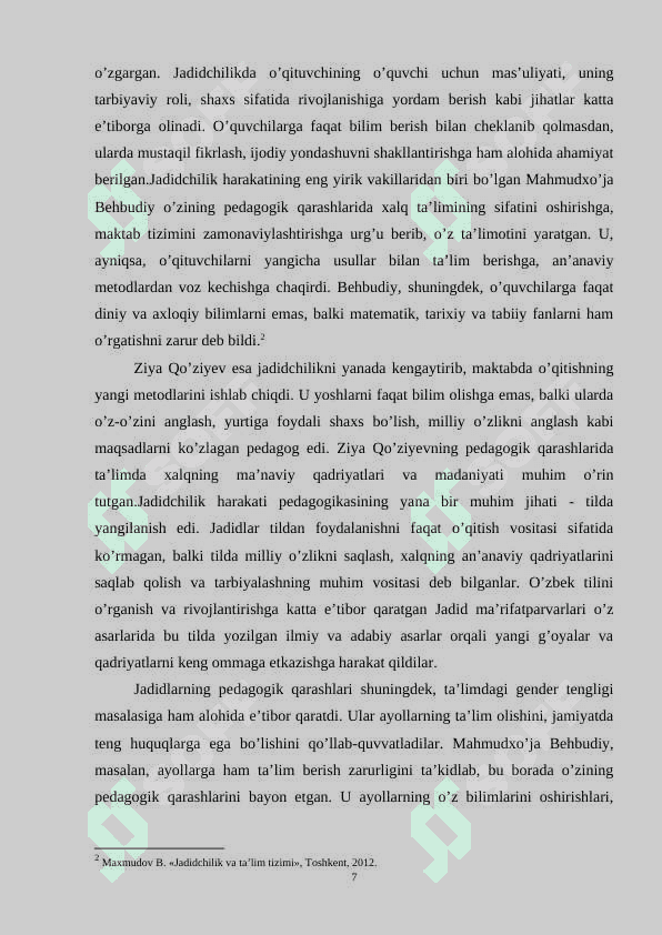 Pedagog faoliyatida jadid ma’rifatparvarlarining merosidan foydalanish 7