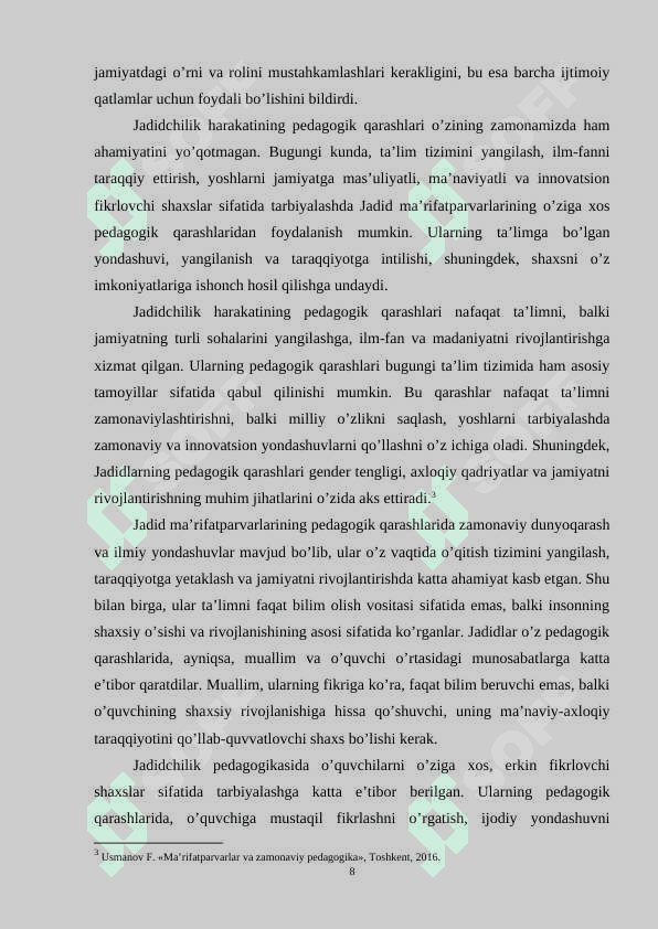 Pedagog faoliyatida jadid ma’rifatparvarlarining merosidan foydalanish 8