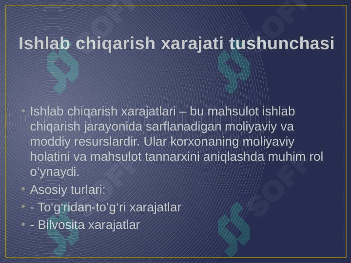 Konchilik korxonalarini ishlab chiqarish xarajatlarini aniqlash. 3