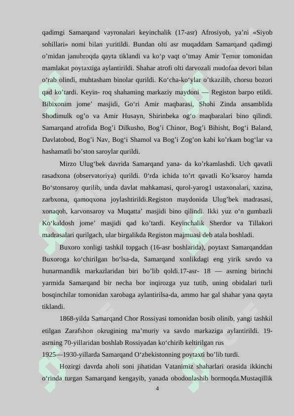 Samarqand viloyati.Mustaqil ish 4