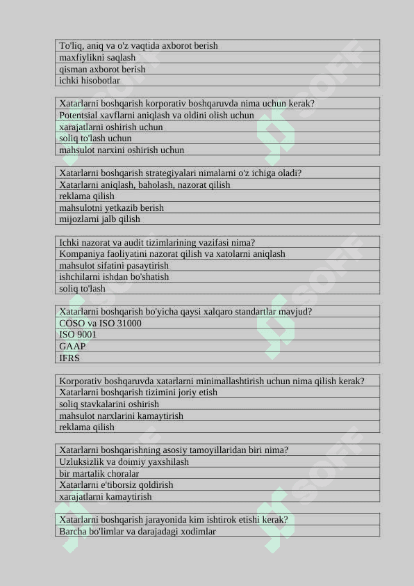 Korporativ boshqaruv test 7