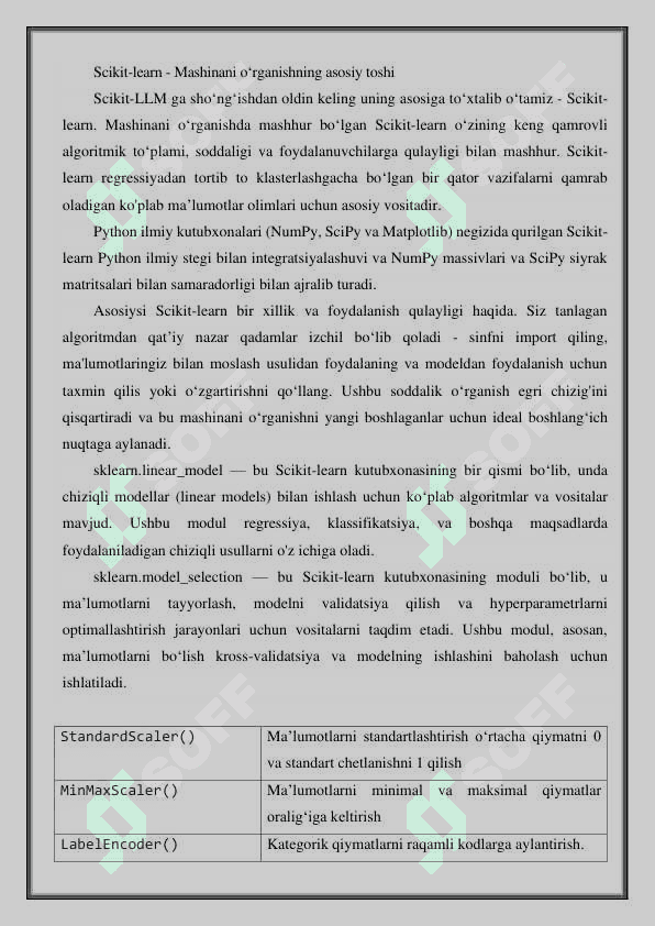Pythonda scikit learn kutubxonasi 4