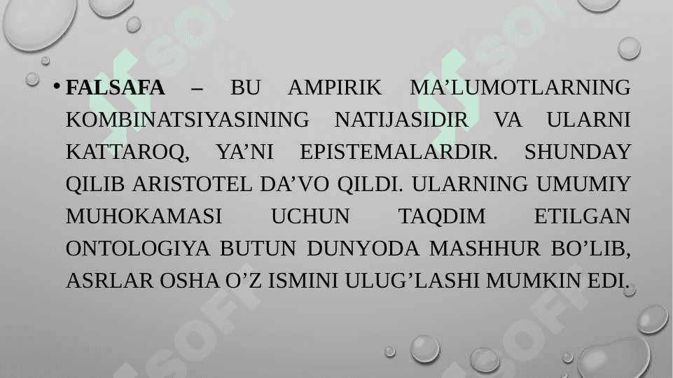 Aristotel, Forobiy va Kant ontologiyasida kategoriyalar tasnifi 4