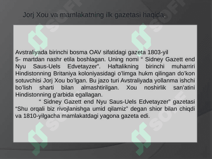 Avstraliya matbuoti tarixi 2