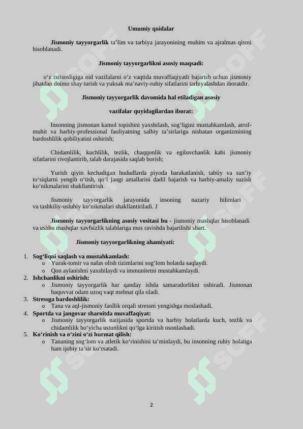 Jismoniy tayyorgarlik qo'llanma barcha sport turlari bo'yicha 2
