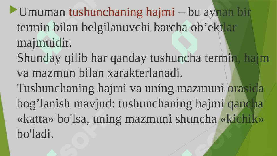 Tushunchaning hajmi va mazmuni. Tushunchani ta’riflash usullari 3