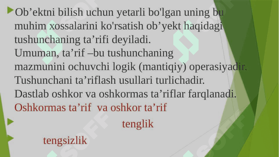 Tushunchaning hajmi va mazmuni. Tushunchani ta’riflash usullari 4