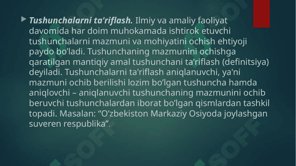 Tushunchani ta’riflash usullari va ularga misollar 2