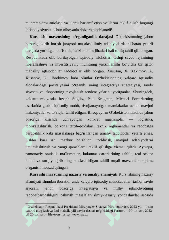O’zbekistonning jahon bozoriga kirib borish muammolari 4