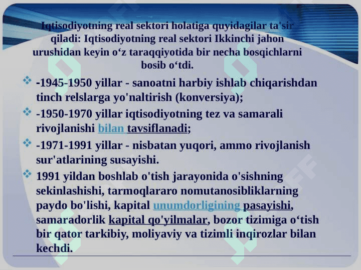 Dinamik makroiqtisodiy tahlilda real sektor 4