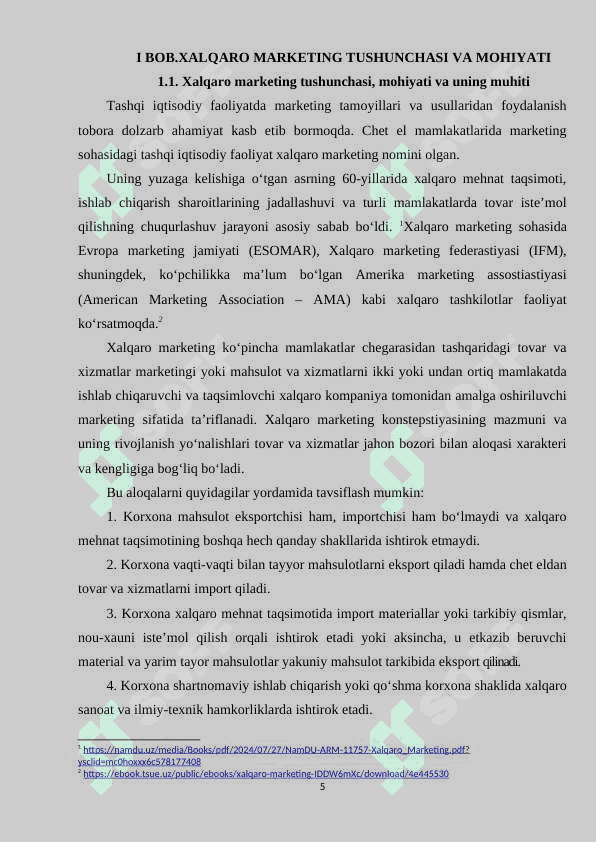 Tashkilotning xalqaro marketing faoliyatini rivojlantirish 5