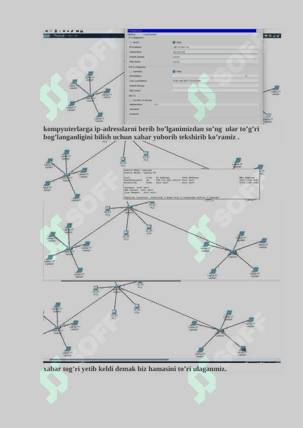 Tarmoq simuliyatorlari bilan ishlash. Cisco paket tracer dasturini sozlash va ishlash jarayonini tekshirish. 2