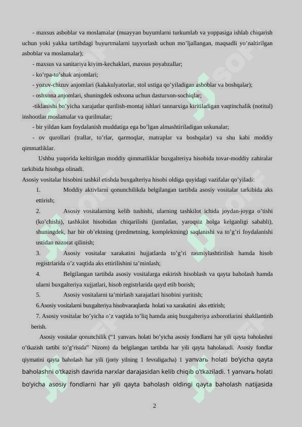 Byudjet tashkilotlarida asosiy vositalar va nomoddiy aktivlar hisobi 2
