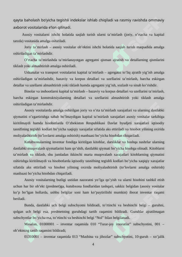 Byudjet tashkilotlarida asosiy vositalar va nomoddiy aktivlar hisobi 4