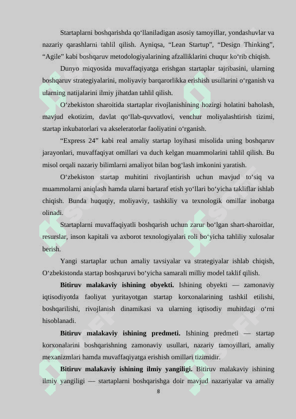 Startaplarni boshqarishning asosiy tamoyillari va muvaffaqiyat omillari 8