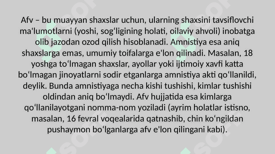 76-modda. Amnistiya akti yoki afv etish asosida jazodan ozod qilish 3