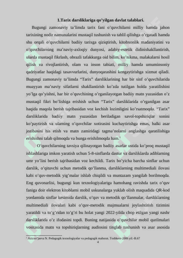 TARIX DARSLIKLARI VA ULARGA QO’YILADIGAN ZAMONAVIY TALABLAR 4