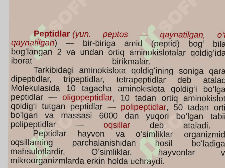 Peptidlar va oqsillar tuzilishi va xossalari 3