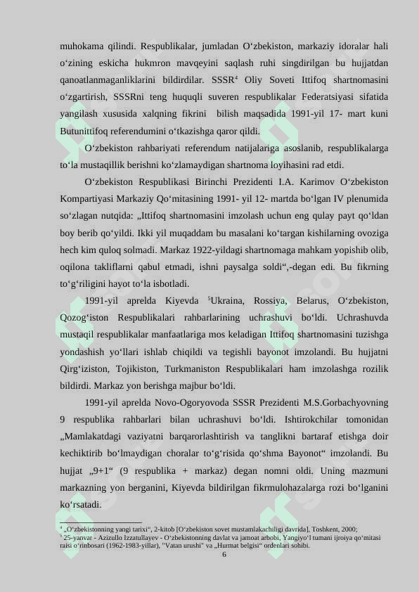Mustaqil O'zbekiston Respublikasining tashkil topishi 6