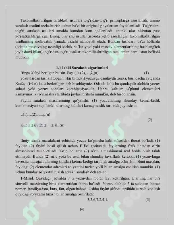 Saralash va qidirish uchun samarali algoritimlar 6
