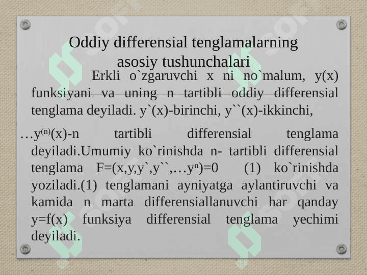 Differensial tenglamalar haqida asosiy tushunchalar 2
