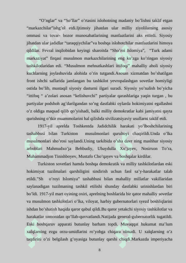 Turkiston Muxtoriyati milliy demokratik davlatchilikning dastlabki tajribasi 8