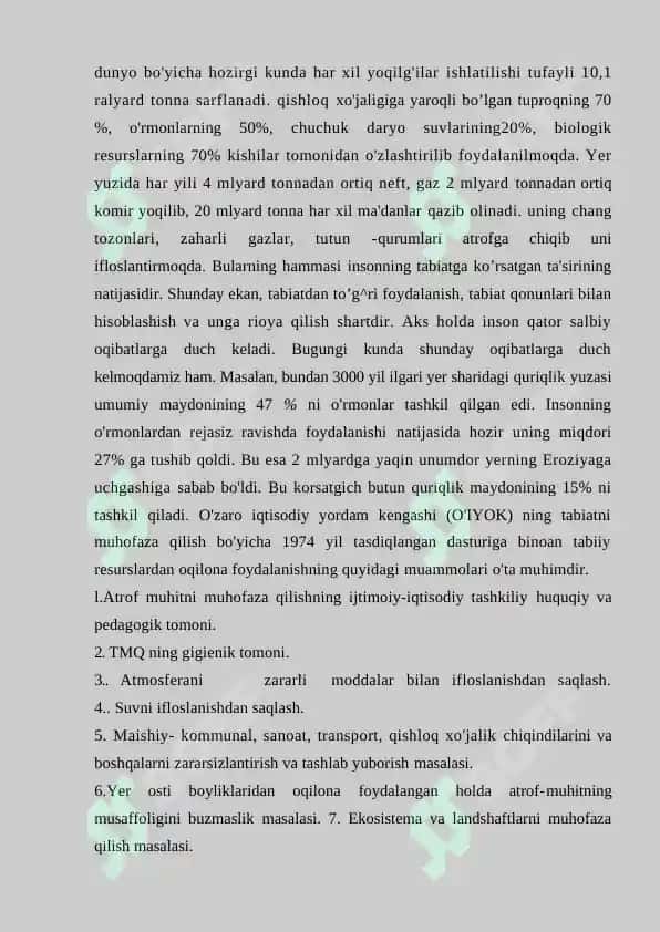 Ekologiya va tabiatni muhofaza qilish 4