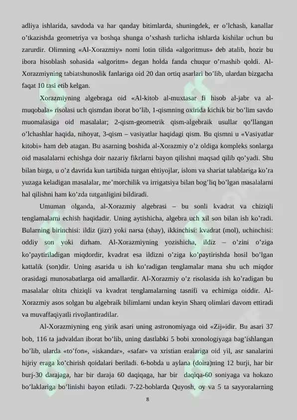 UMUMINSONIY QADRIYATLAR. 8