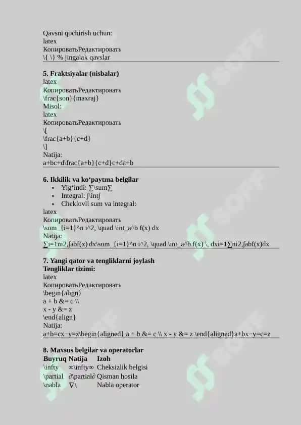 Latex matematik formulalar bilan ishlash 3