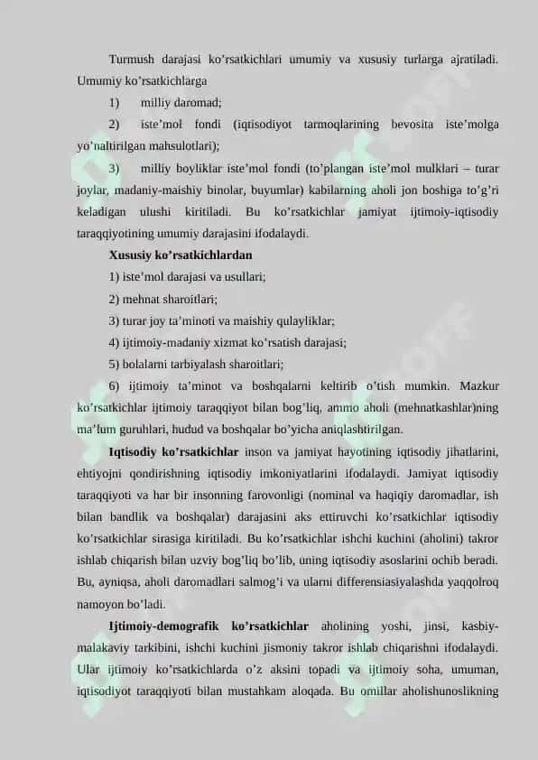 Aholi turmush darajasini ifodalash 7