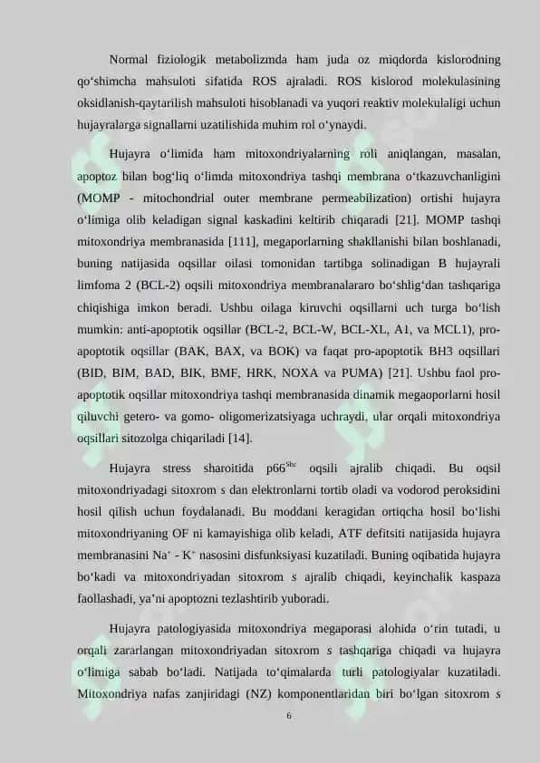 Kalamush jigar mitoxondriya disfunksiyasiga ayrim biofaol moddalar ta’siri 6
