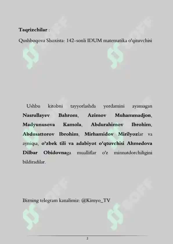 Kimyo uchun matematika 2