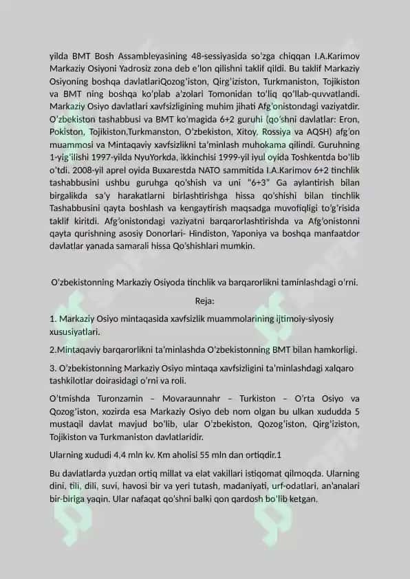 O‘zbekistonning xalqaro tashkilotlar bilan hamkorlik aloqalari 4