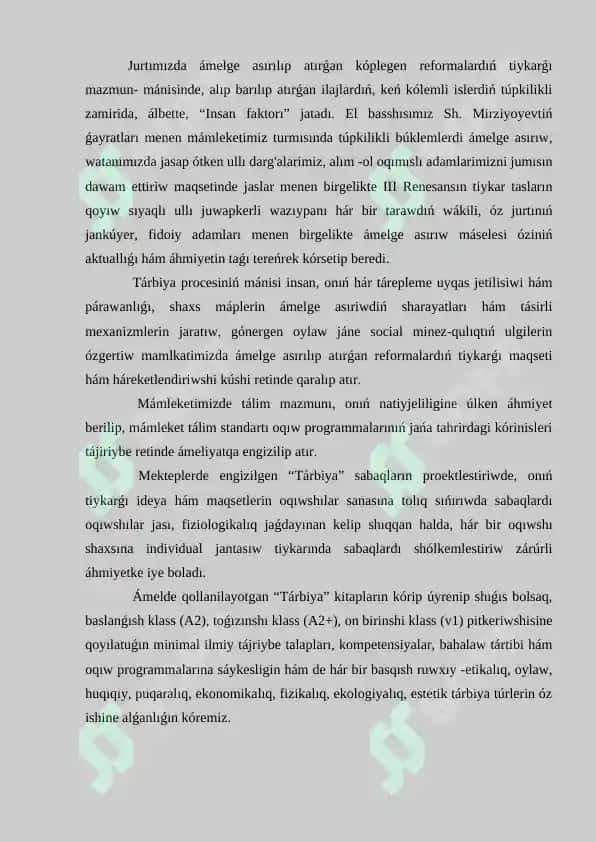 2-klass tárbiya sabaqlarını analyiz etish 2