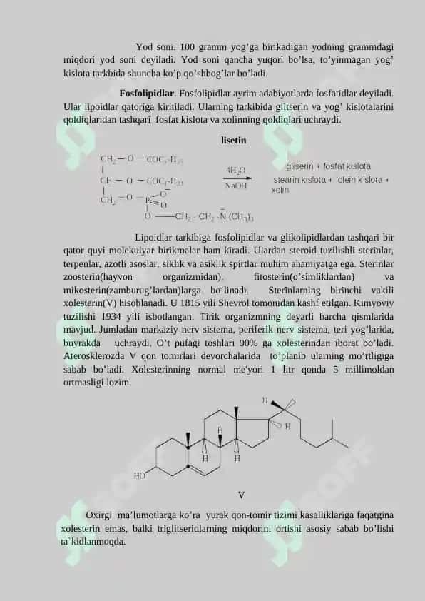 Lipidlar, yog`lar va moylar, ularning tuzilishi, olinishi va xossalari 3