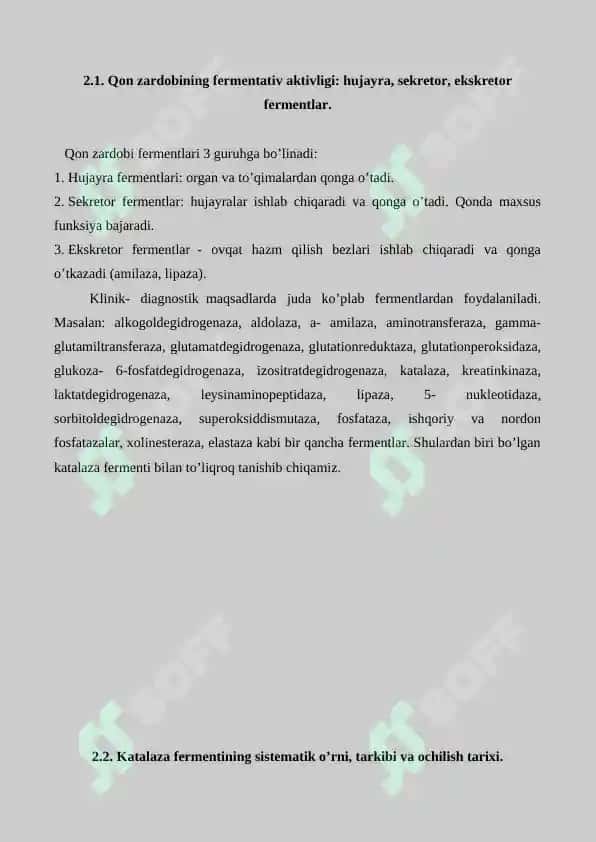 Fermentlarning qo'llanilishi va tibbiyotda ular faolligini aniqlash. Referat 12 bet 4