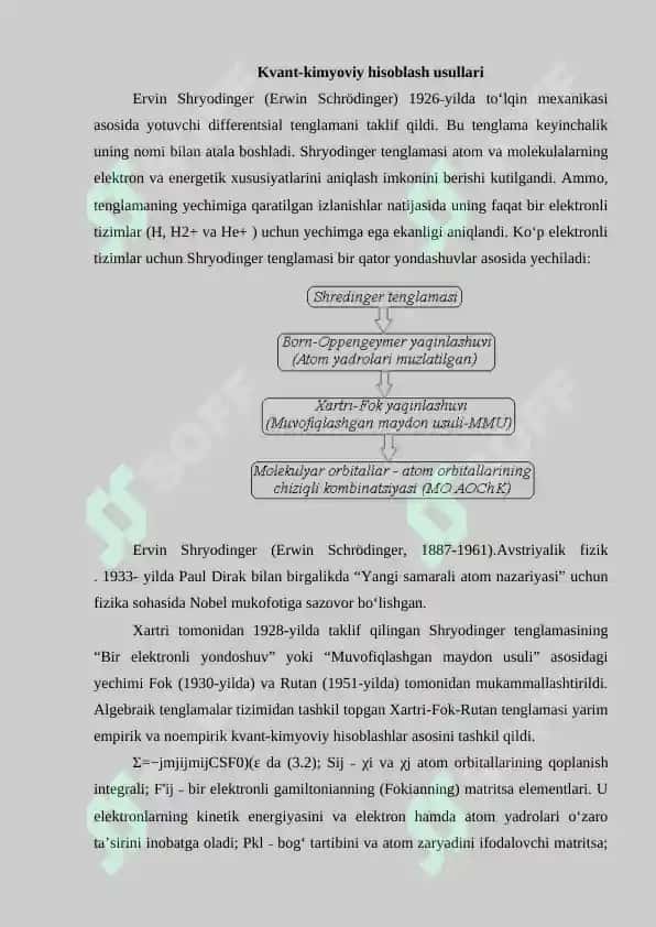 Kvant kimyoga oid atama va ularning sharxi 4