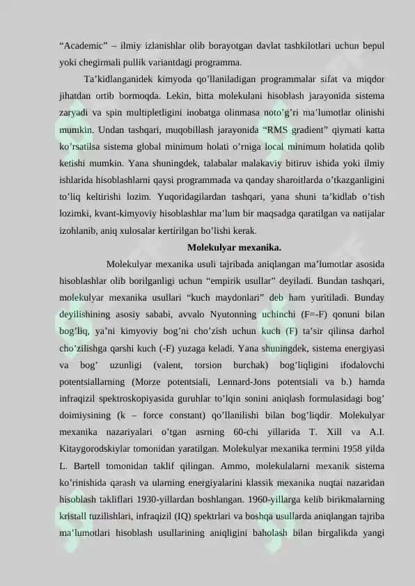 Empirik hisoblashlar uchun mo’ljallangan dasturlar va majmualar 4