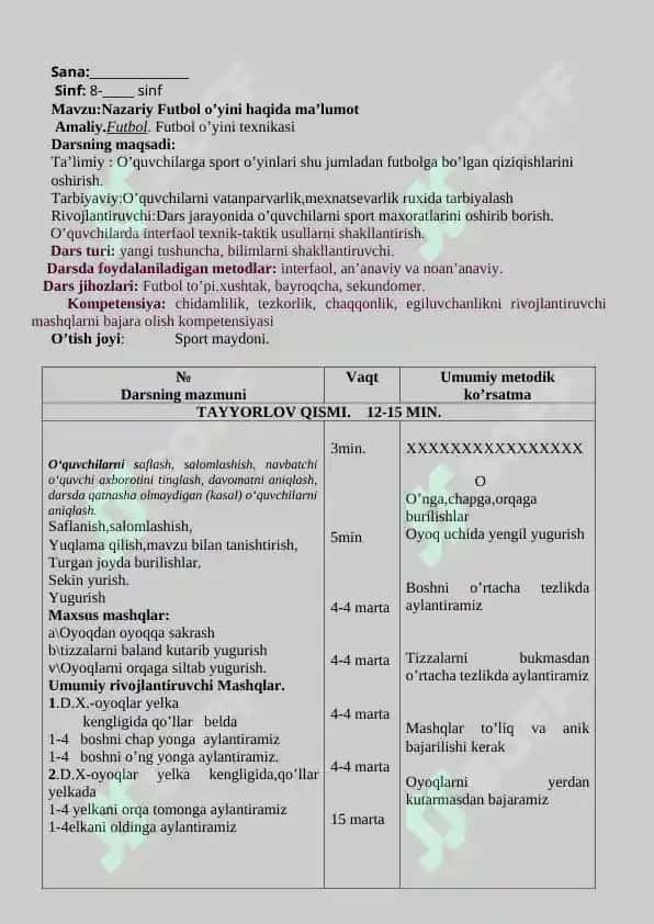 jismoniy tarbiya 8-sinf ochiq dars 2