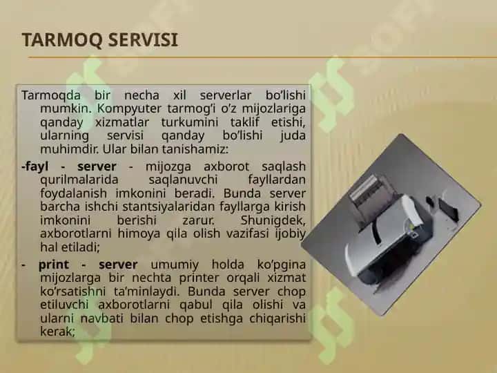 Kompyuter tarmoqlarining tavsifi va tasnifi 8