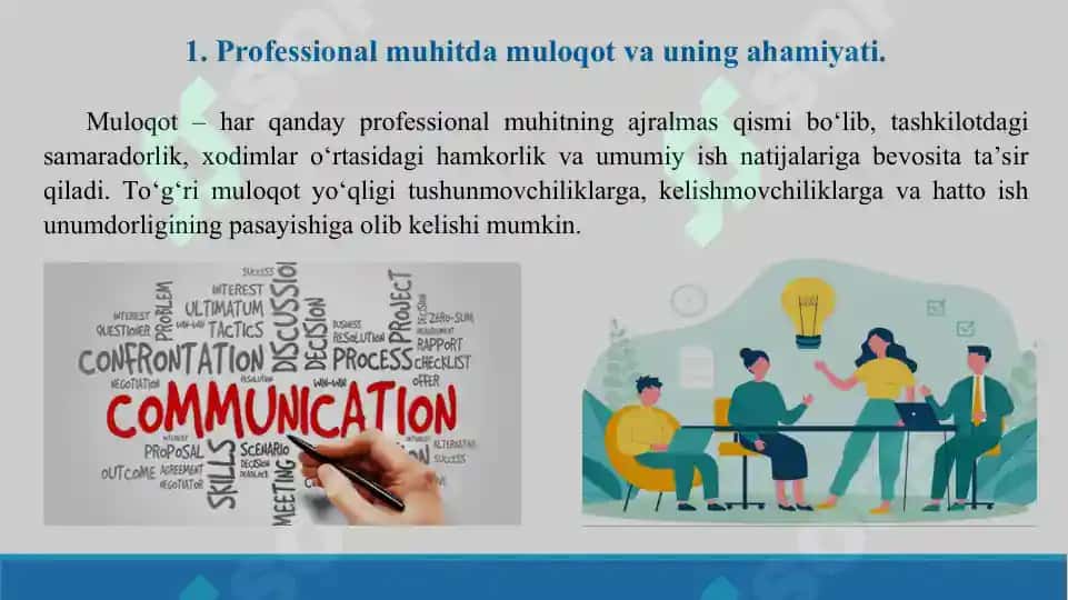Professional muhitda muloqotning ahamiyati. Taqdimot 13 bet. 2