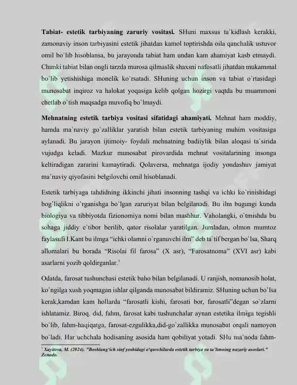 Bola tarbiyasida estetik his-tuyg‘u tarbiyasining o‘rni 6
