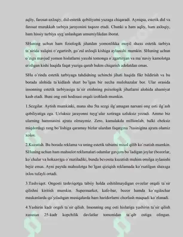 Bola tarbiyasida estetik his-tuyg‘u tarbiyasining o‘rni 7