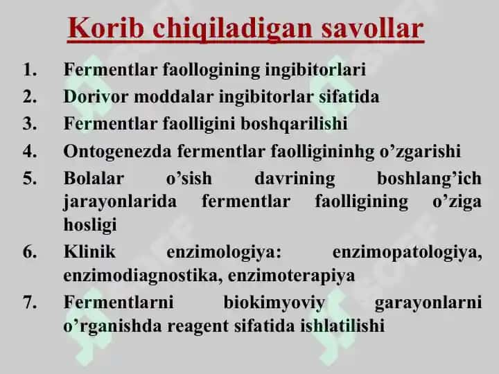 Fermentlar faolligini boshqarilishi 2
