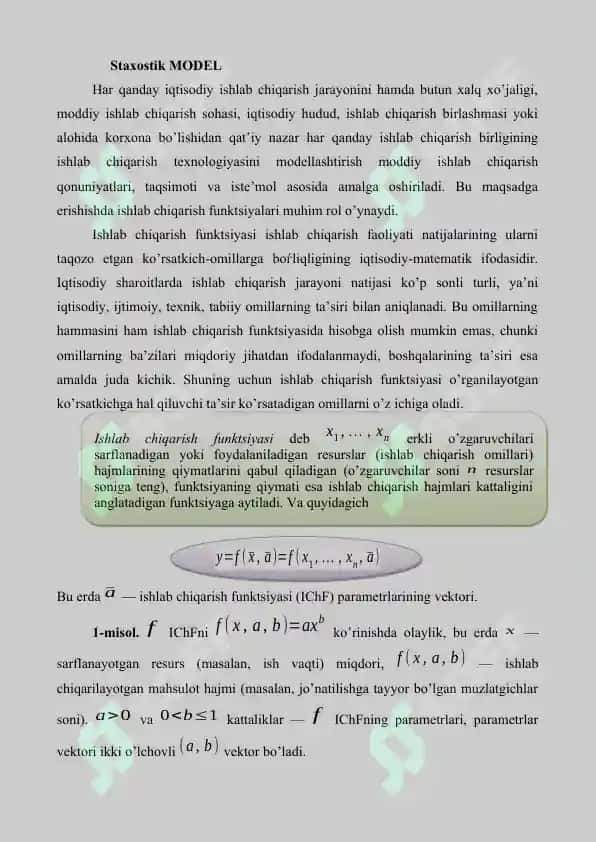 EKONOMETRIK MODEL, STAXOSTIK MODEL, STATIK MODEL VA DINAMIK MODELLAR 2