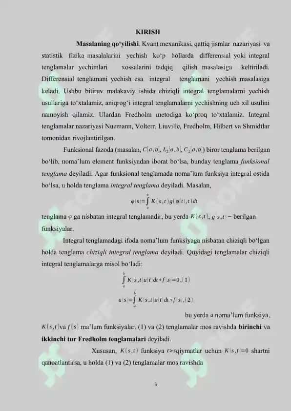 Xususiy integralli tenglamalar va ularni yechish 3