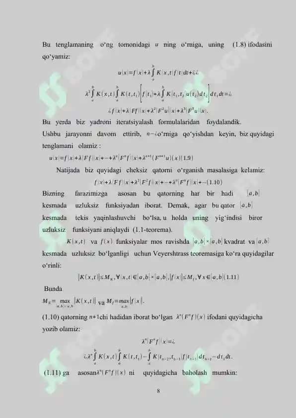 Xususiy integralli tenglamalar va ularni yechish 8