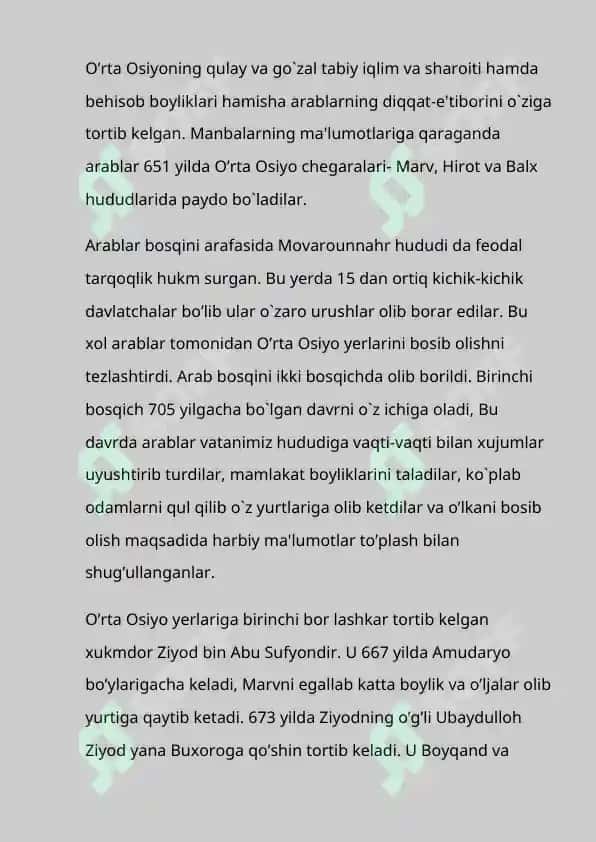 Arablar bosqini davrida O'rta Osiyo 2
