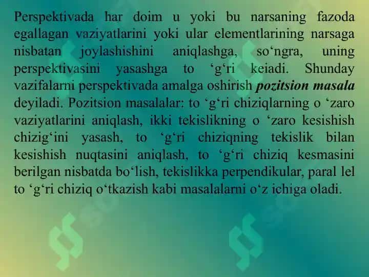 Geometrik shakllar orasidagi pozitsion va metric munosabatlarni oid masalalar yechish 2