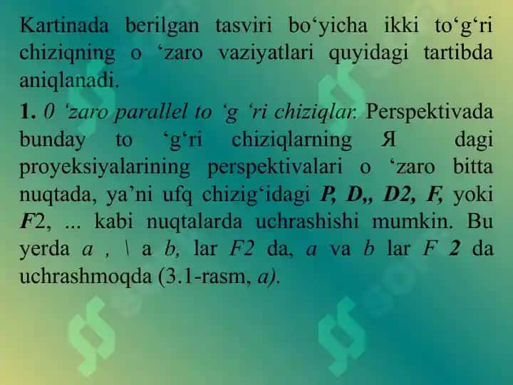 Geometrik shakllar orasidagi pozitsion va metric munosabatlarni oid masalalar yechish 3